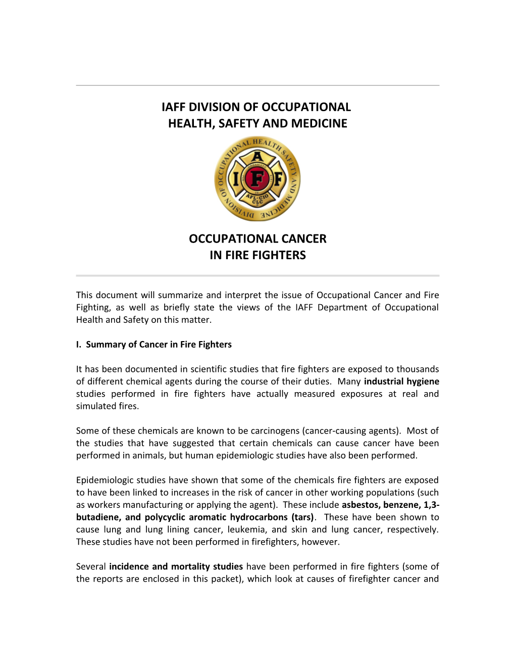 Iaff Department of Occupational Health and Safety