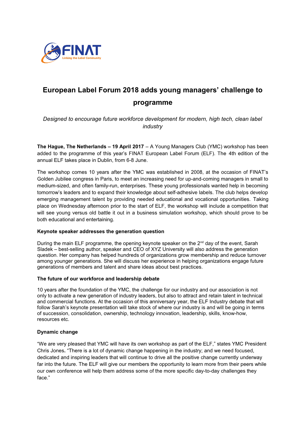 European Label Forum 2018 Adds Young Managers Challenge to Programme