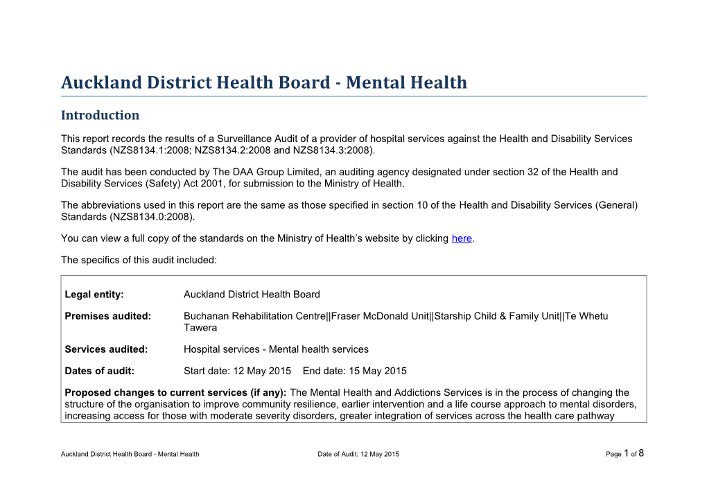 Auckland District Health Board - Mental Health