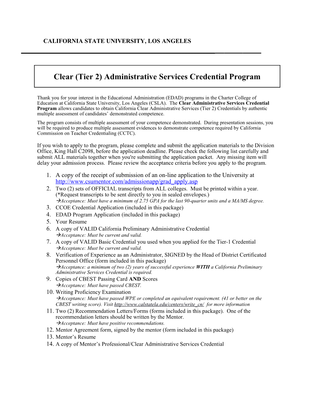 Professional Administrative Services Credential Program