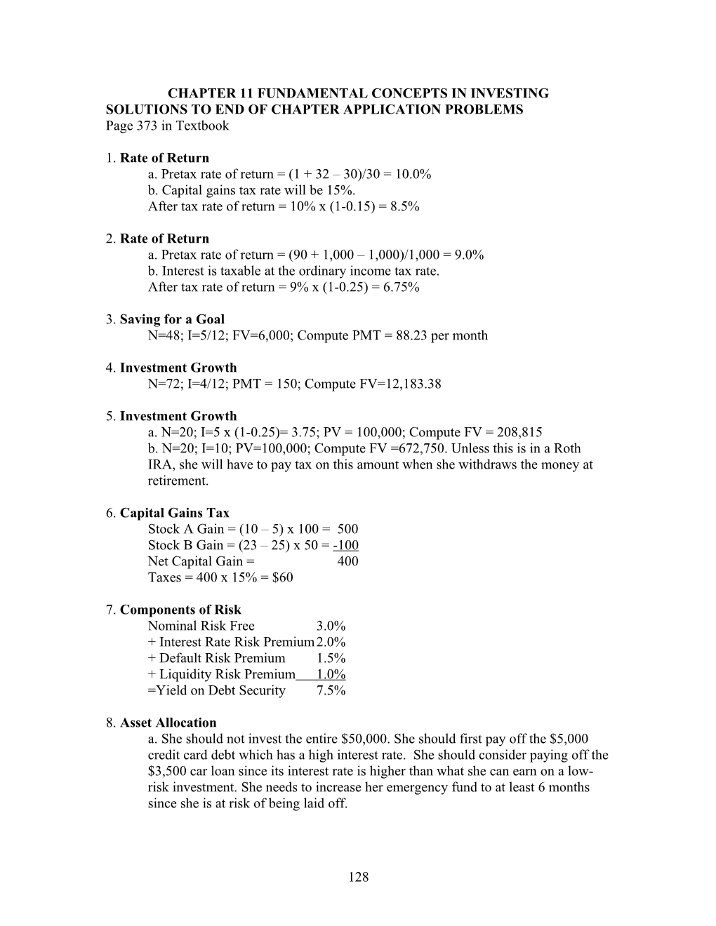 Chapter 11 Fundamental Concepts in Investing