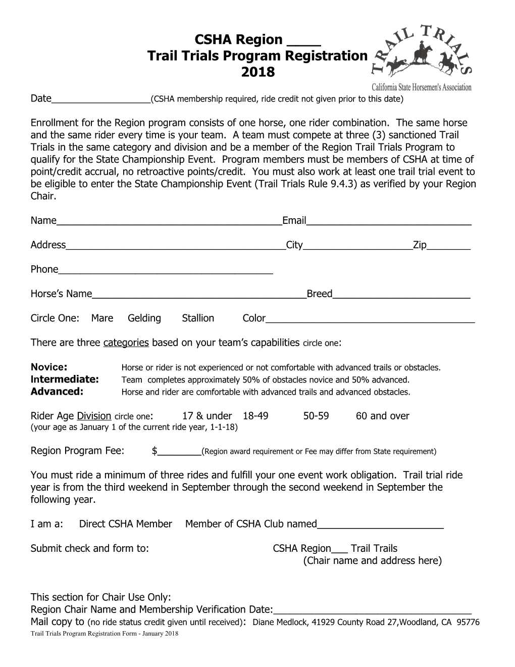 Trail Trials Program Registration