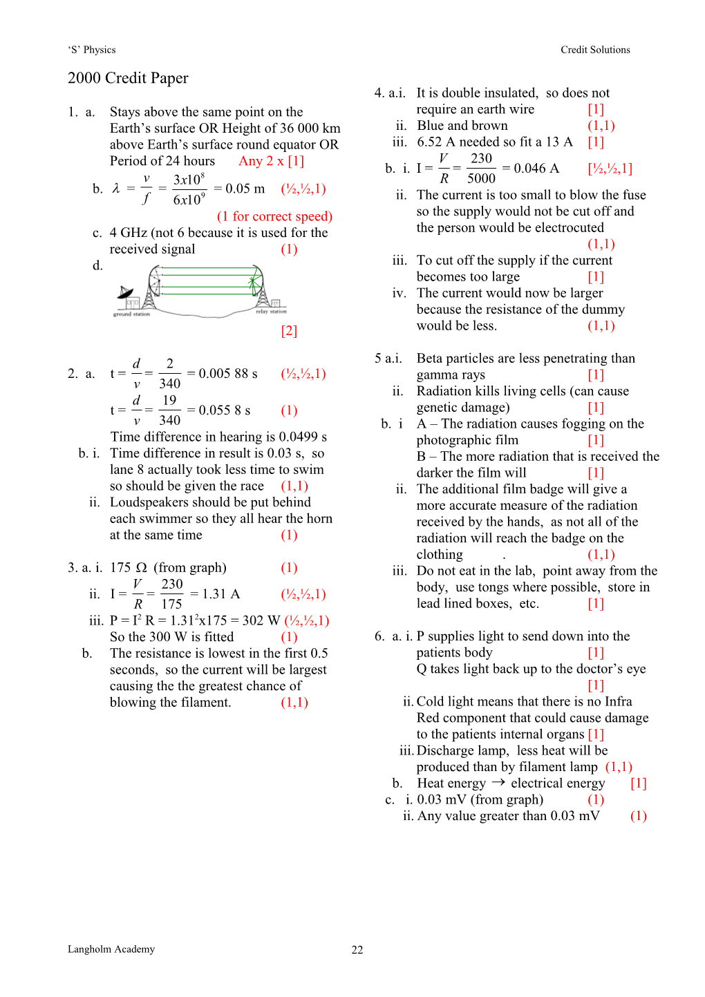 S Physics Credit Solutions