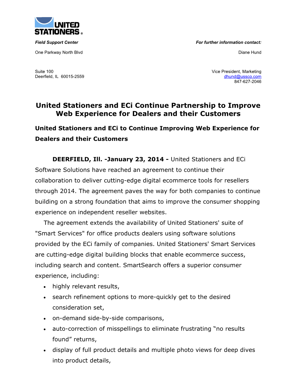 United Stationers and Eci Continue Partnership to Improve Web Experience for Dealers And