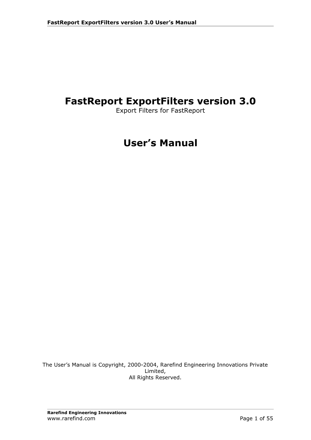 Fastreport Exportfilters User Manual