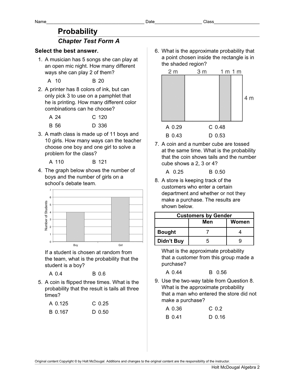 Chapter Test Form A