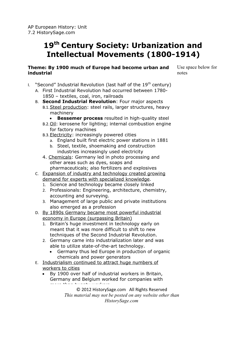 AP European History: Unit 7.2 Historysage.Com