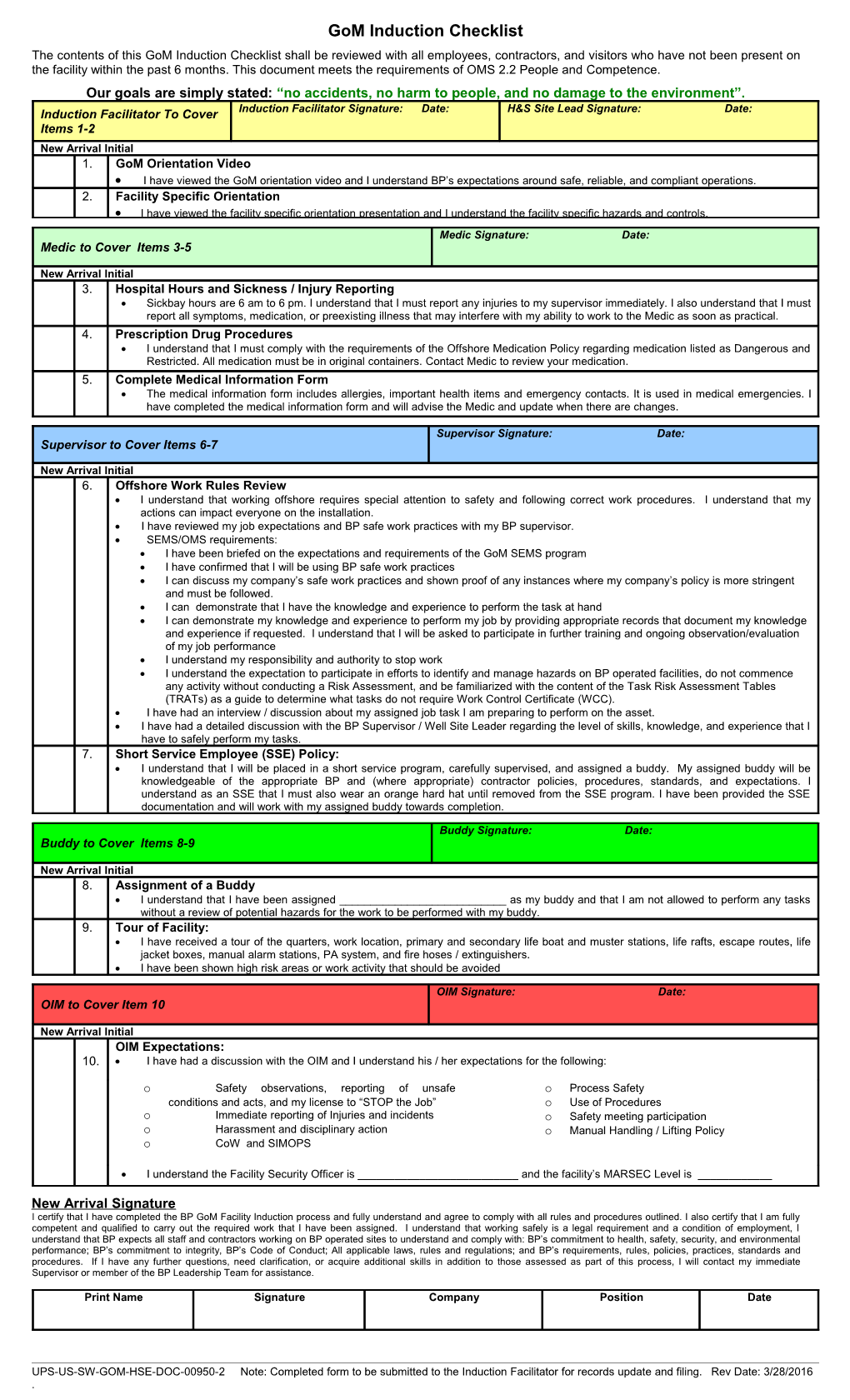 Gom HSSE Onboard Induction Sheet