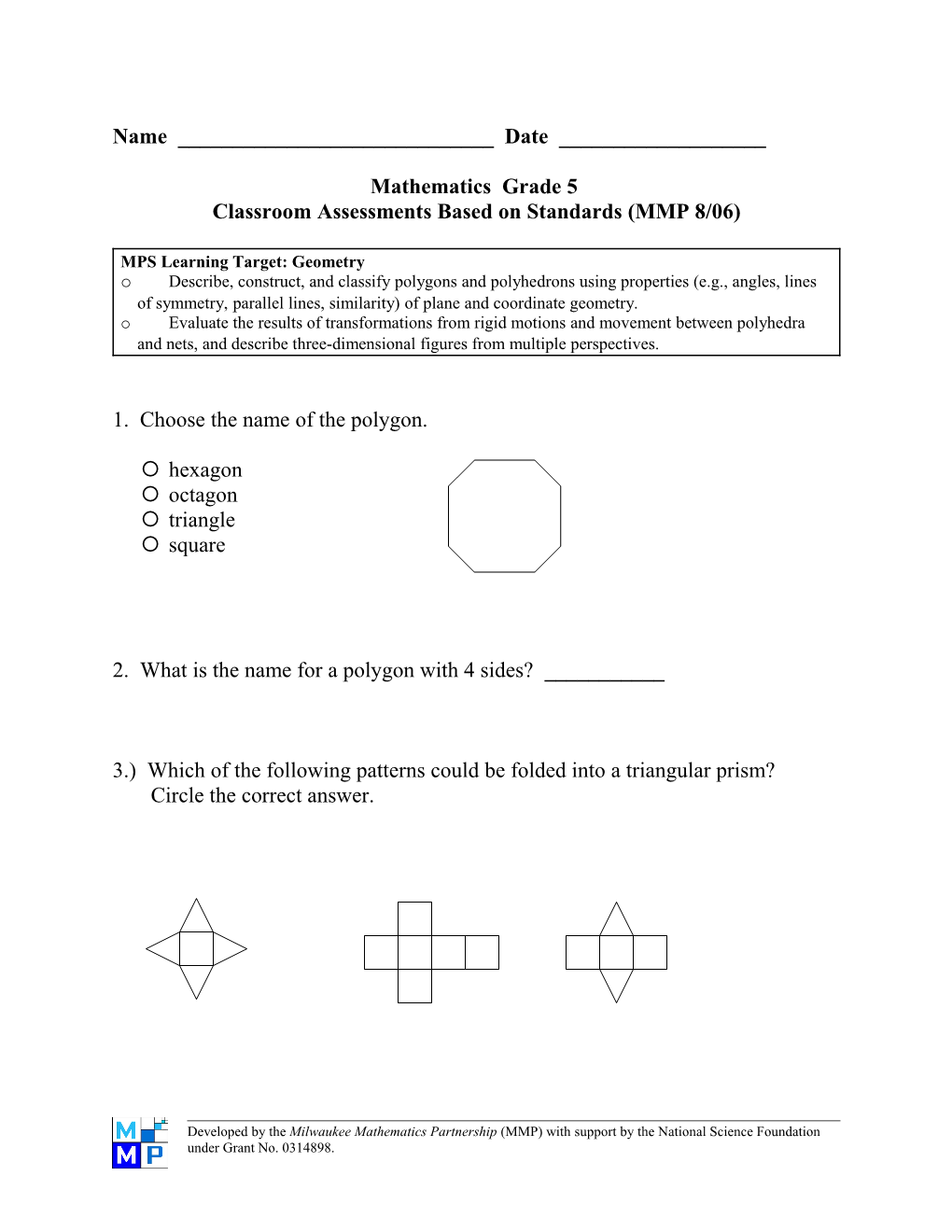 Classroom Assessments Based on Standards (MMP 8/06)