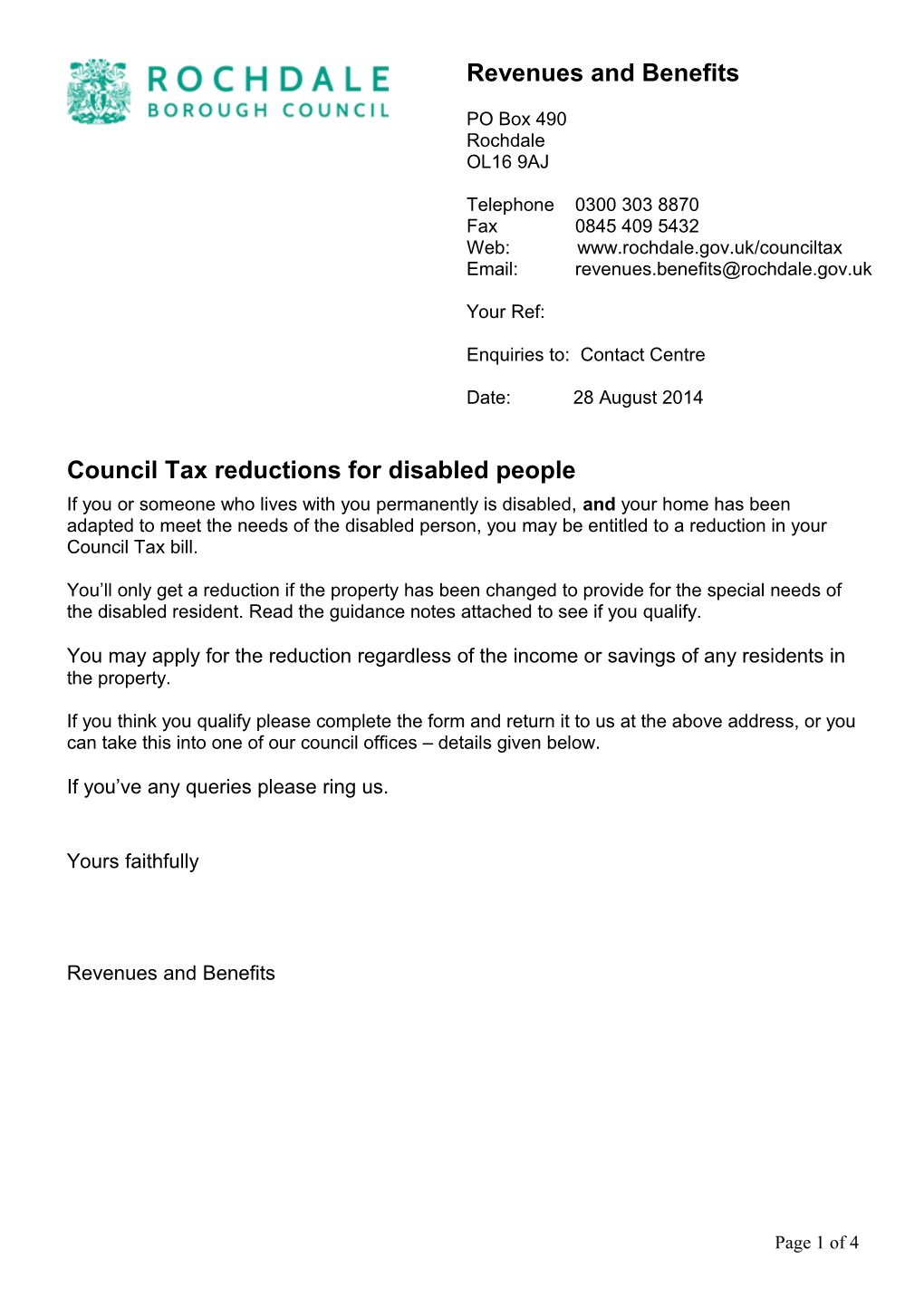 Council Tax Reductions for Disabled People