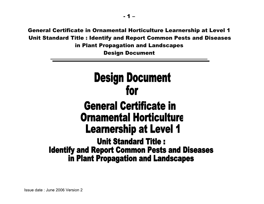 General Certificate in Ornamental Horticulture Learnership at Level 1