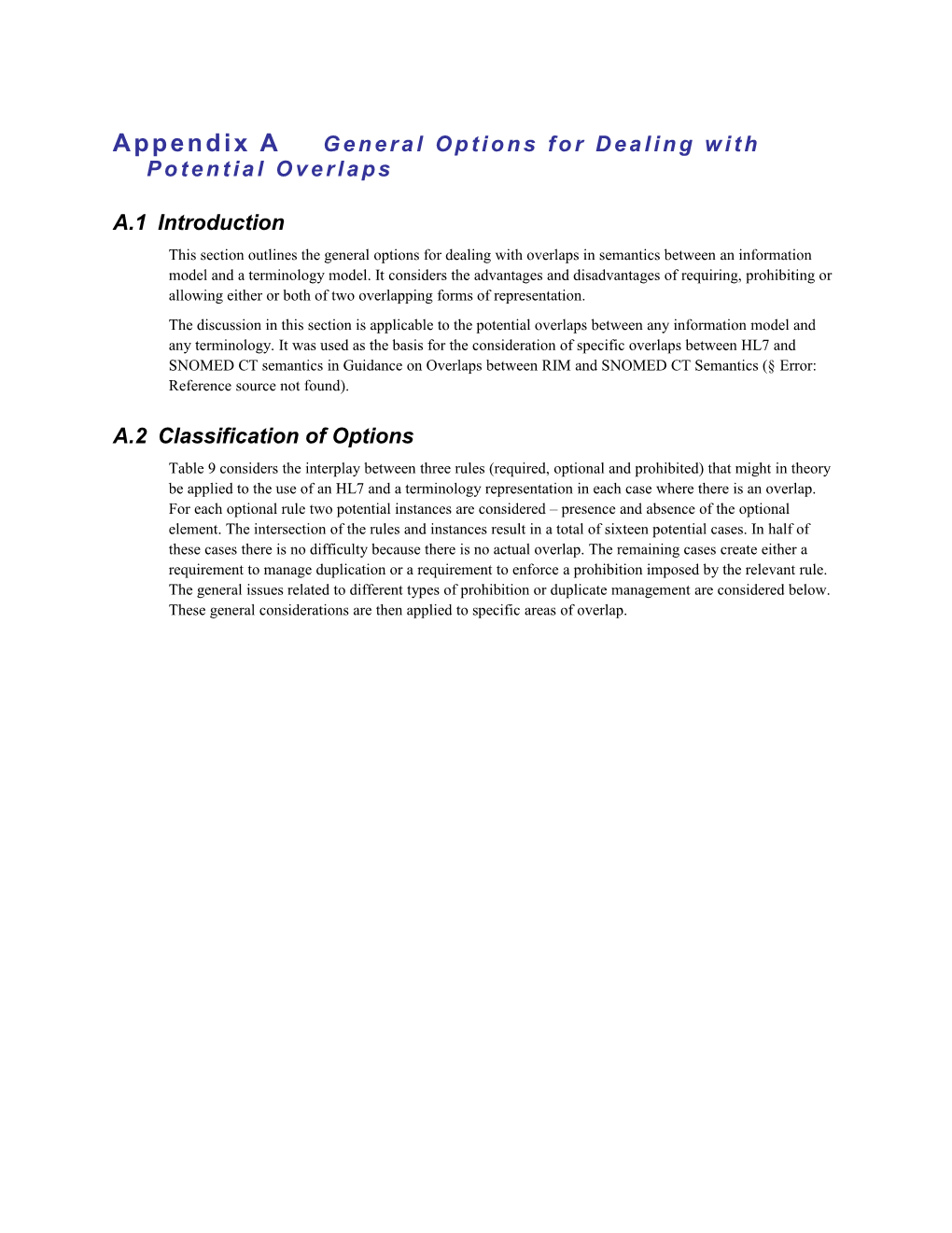 Appendix a General Options for Dealing with Potential Overlaps