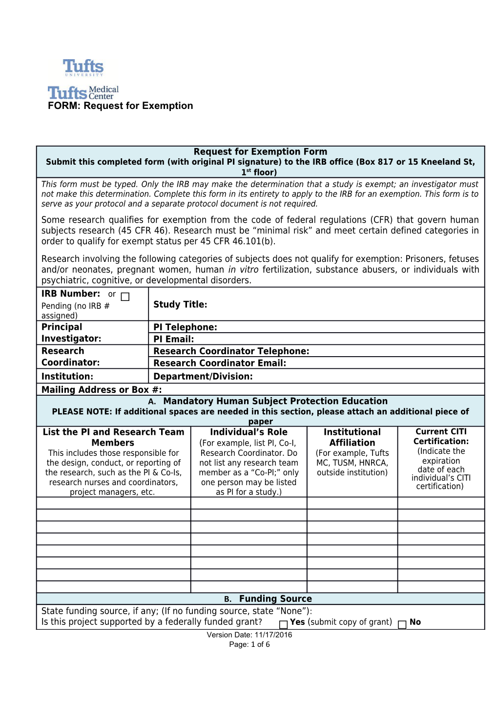 FORM: Initial Review