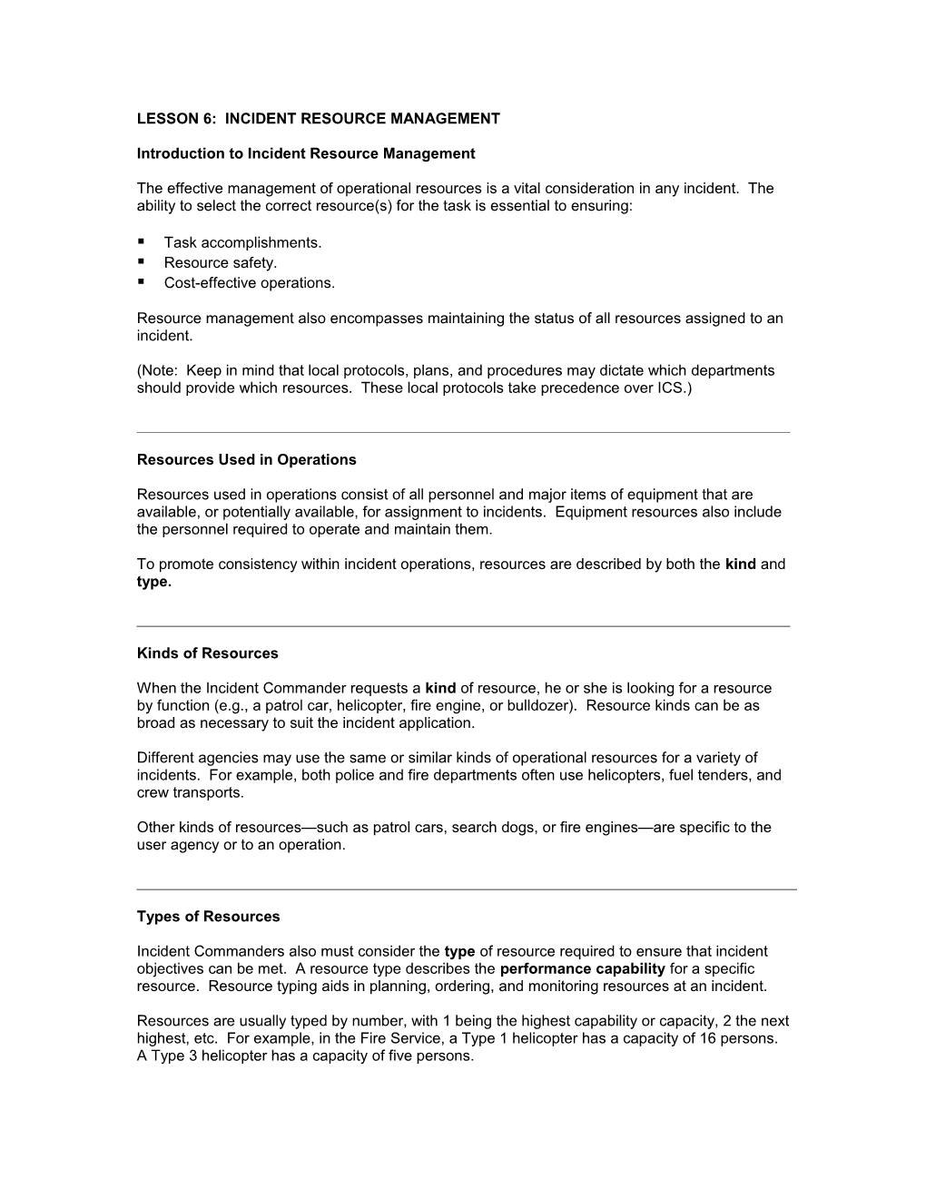 Lesson 6: Incident Resource Management