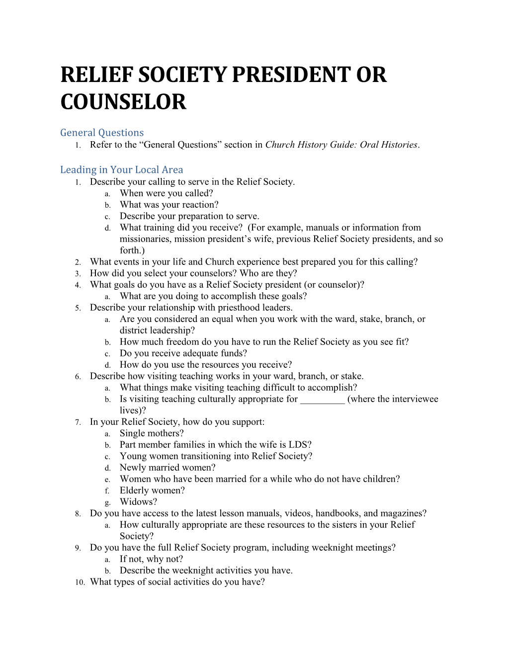 Relief Society President Or Counselor