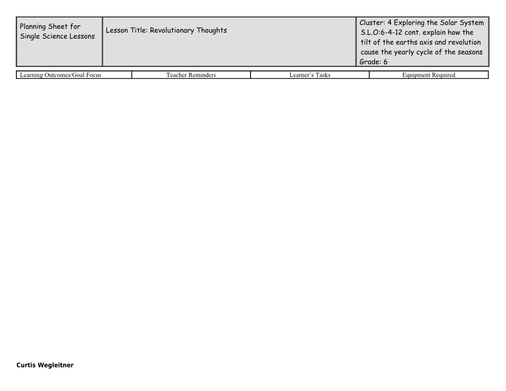 Planning Sheet for Single Lessons s2