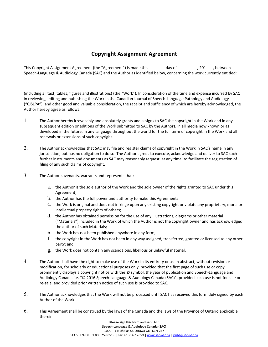 Copyright Assignment Agreement