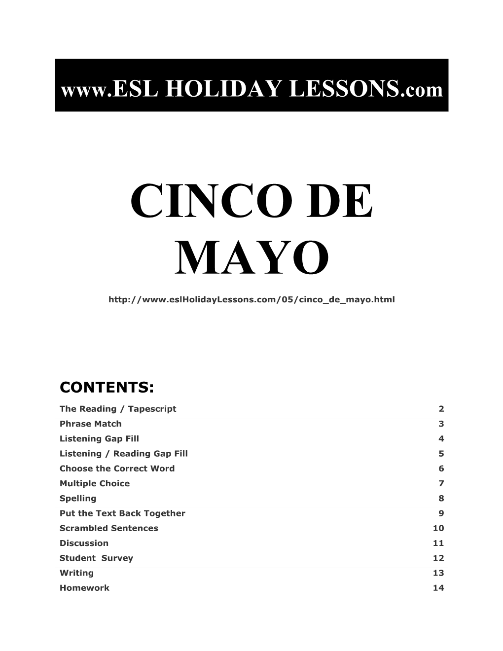 Holiday Lessons - Cinco De Mayo