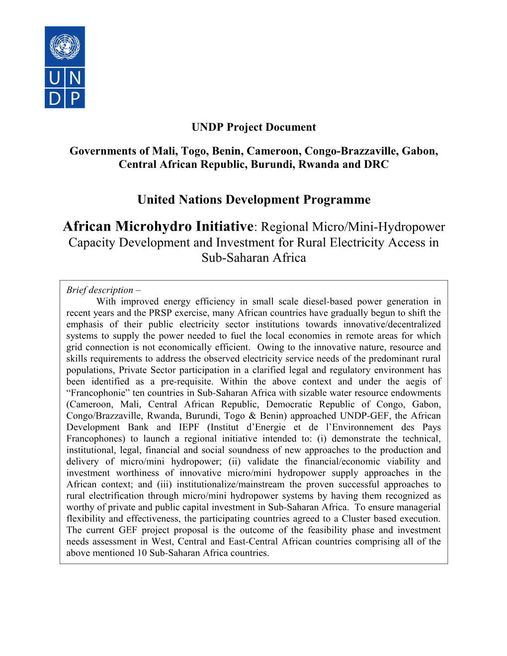 UNDP Project Document s1