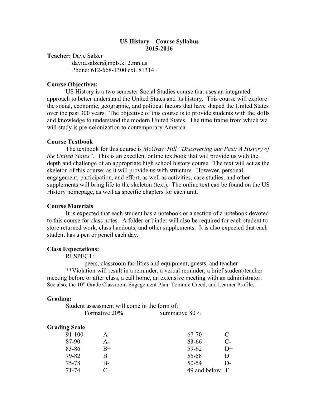 Economics Course Syllabus