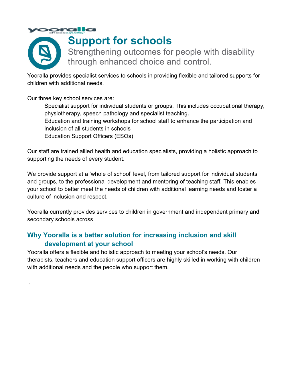 Strengthening Outcomes for People with Disability Through Enhanced Choice and Control