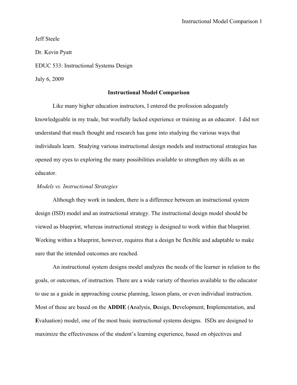 Instructional Model Comparison 7