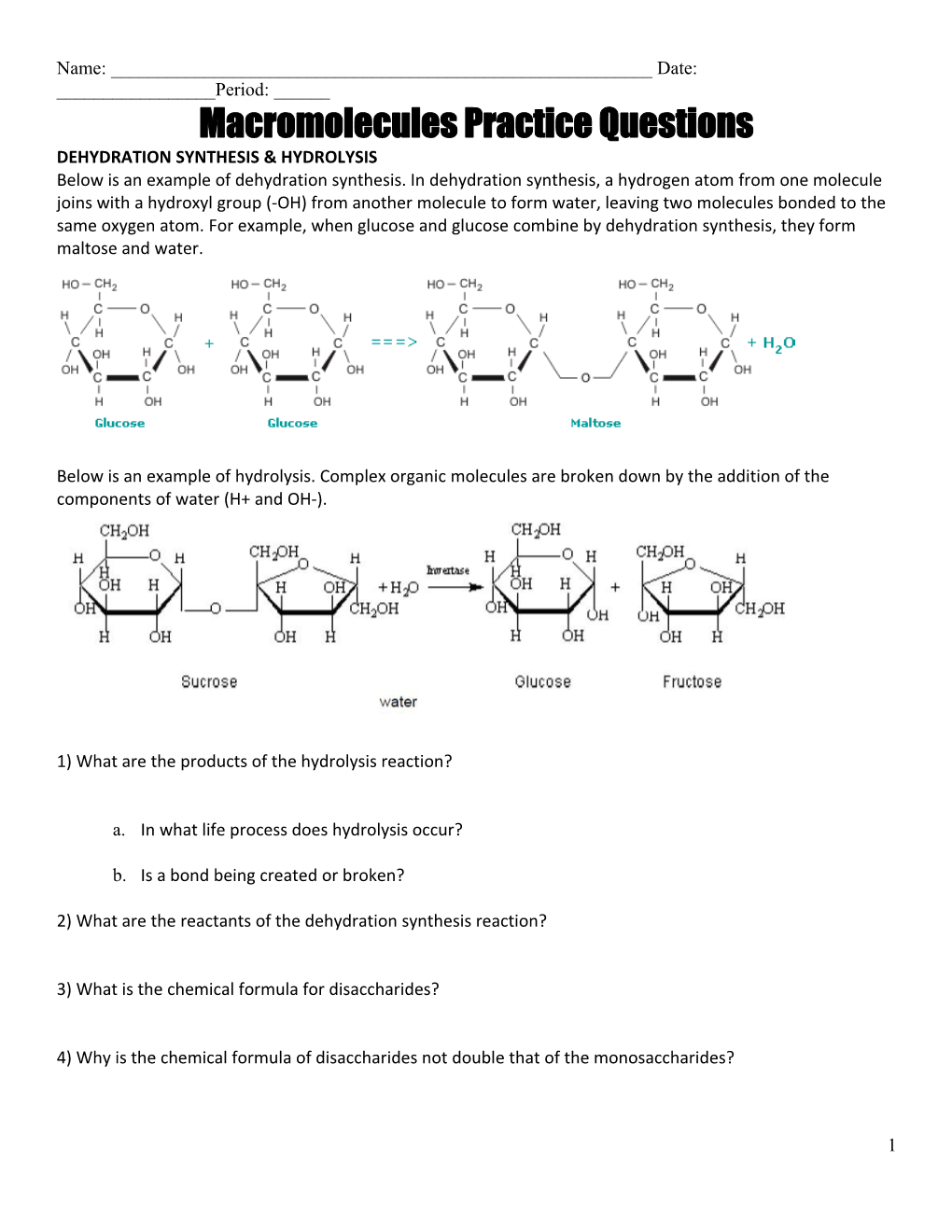 Macromolecules Practice Questions