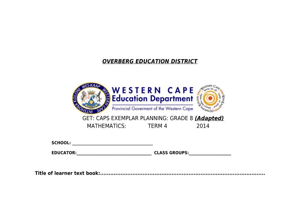 GET: CAPS EXEMPLAR PLANNING: GRADE 8(Adapted)