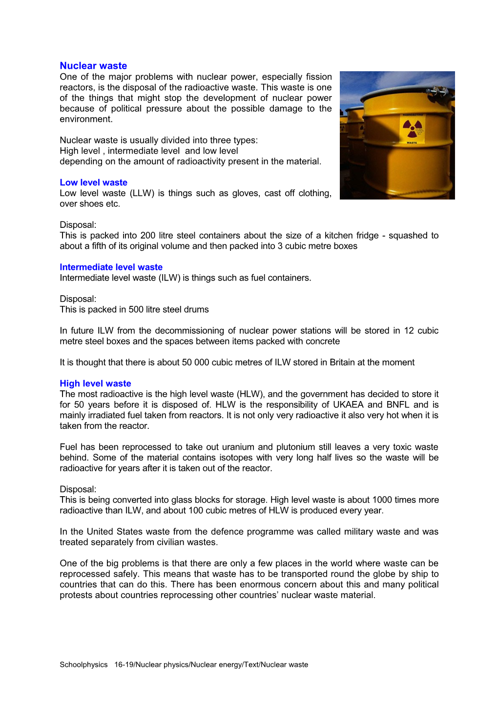 Nuclear Waste Is Usually Divided Into Three Types