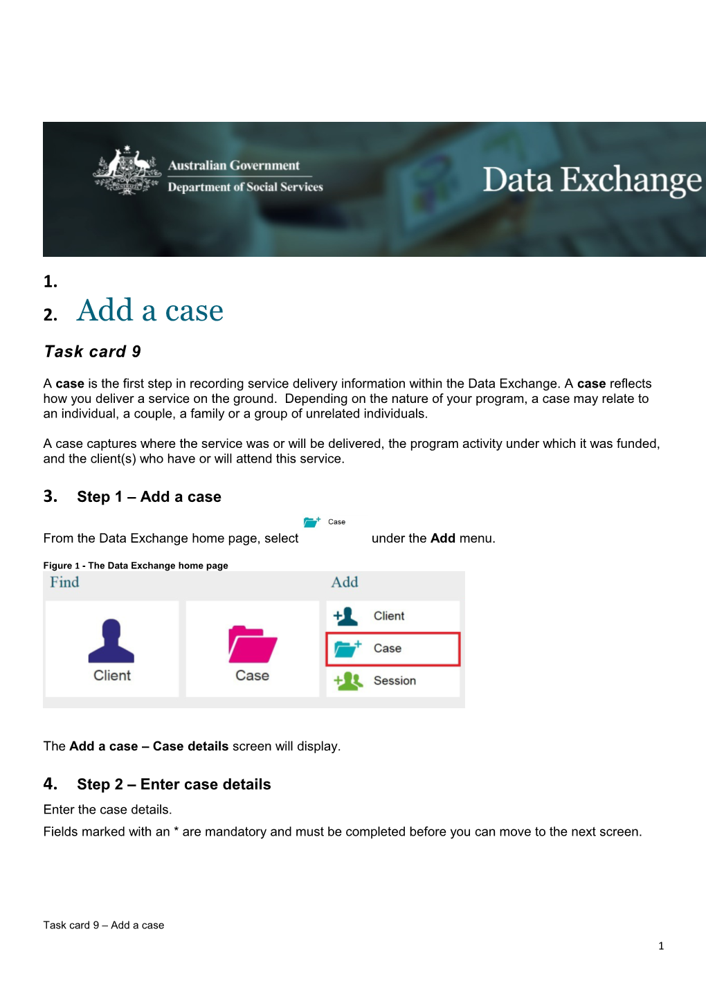 Figure 1 - the Data Exchange Home Page