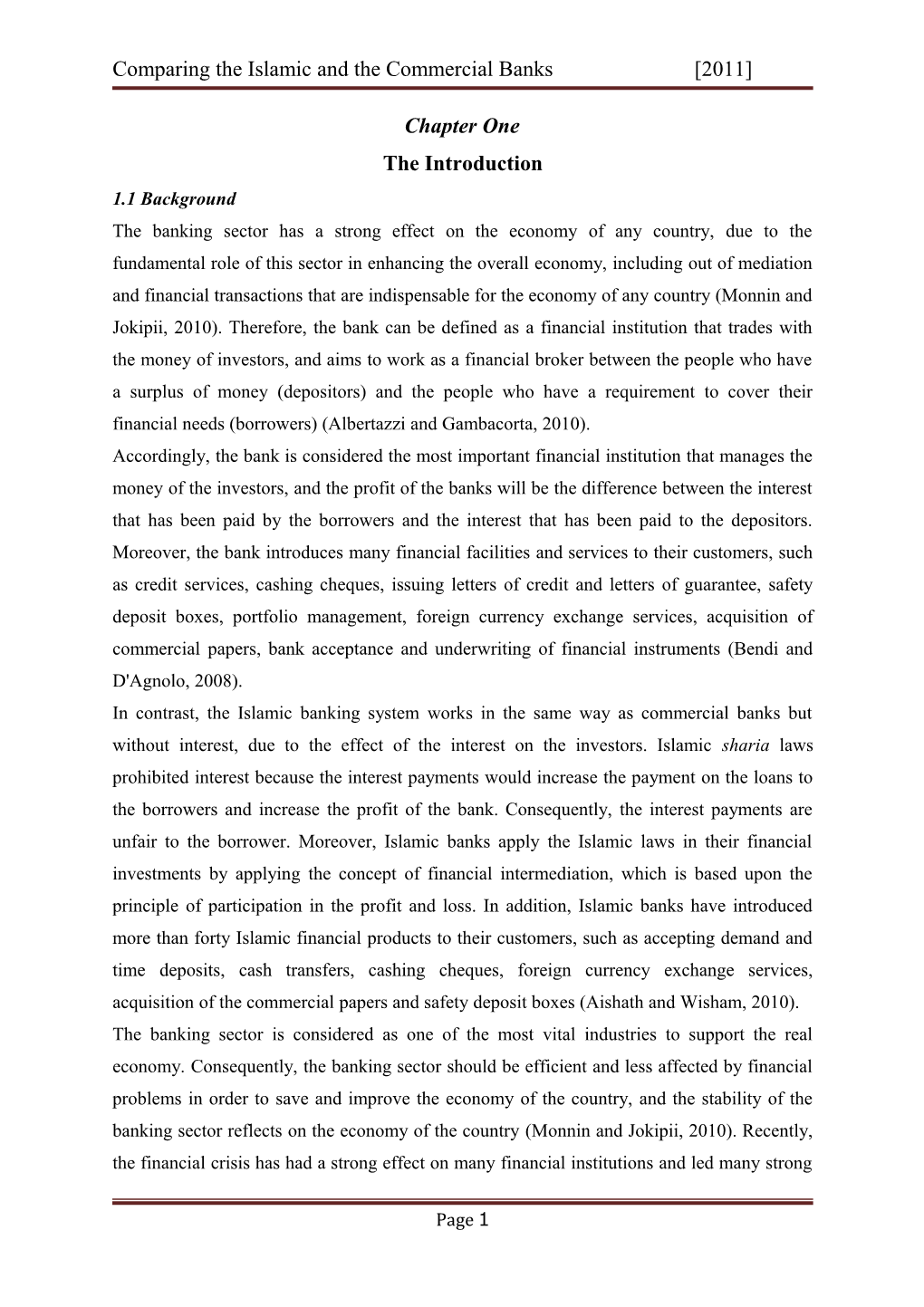 Comparing the Islamic and the Commercial Banks 2011