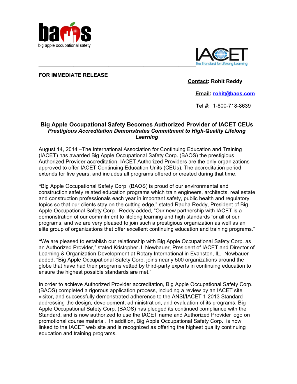 Iacet Announces Granting of Authorized Provider Status