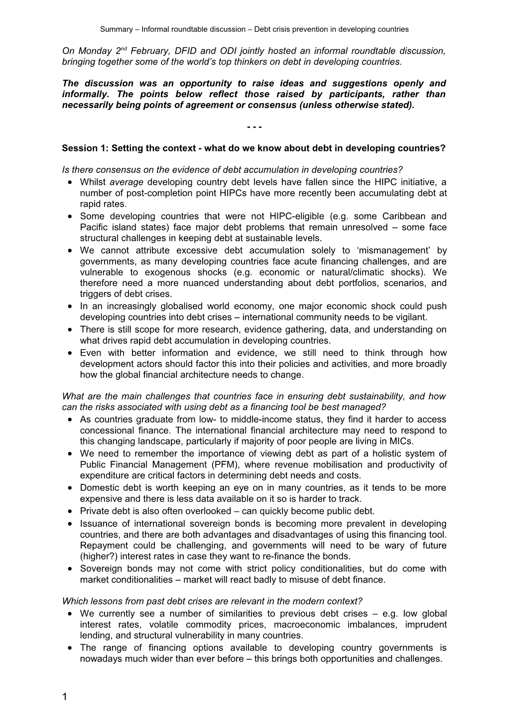 DFID-ODI Informal Debt Roundtable - Summary (Final)