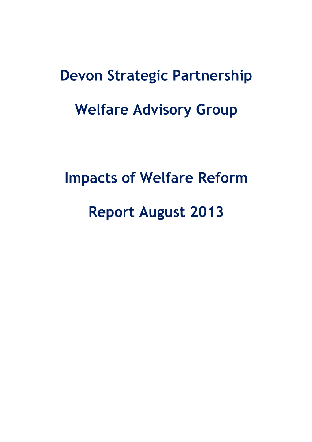 Impacts of Welfare Reform