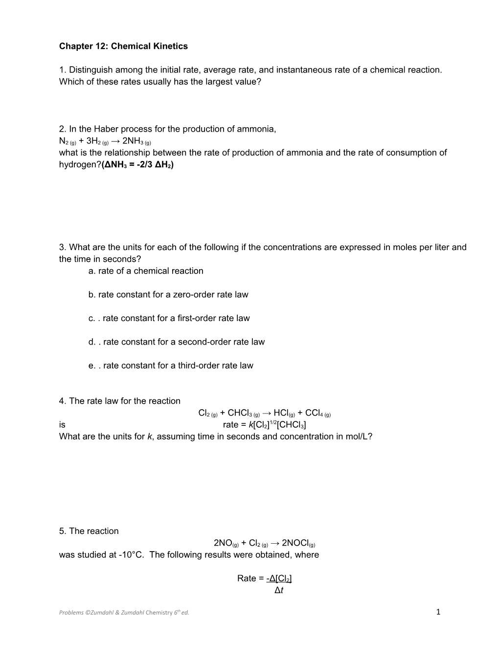 Chapter 12: Chemical Kinetics