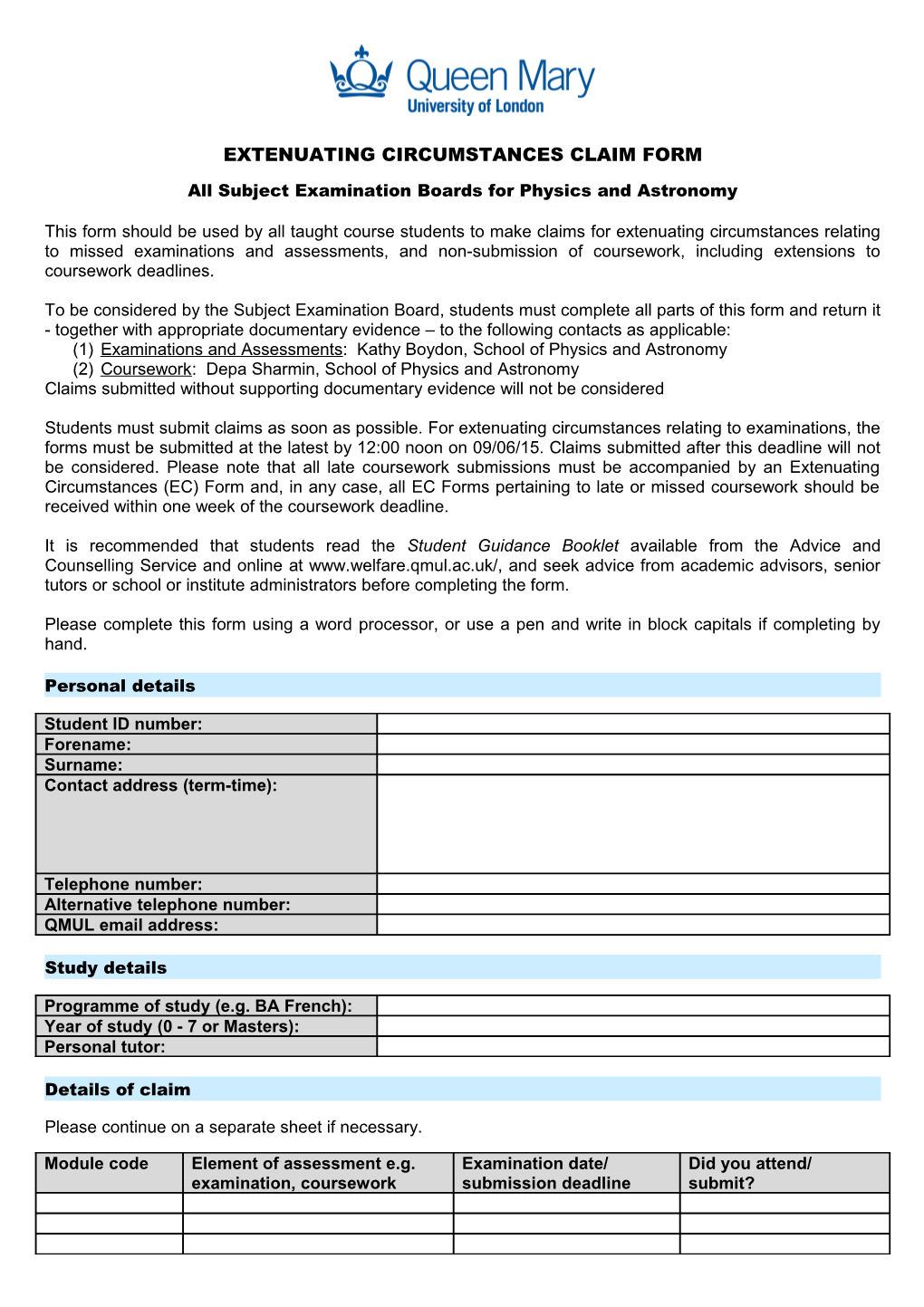 All Subject Examination Boards for Physics and Astronomy