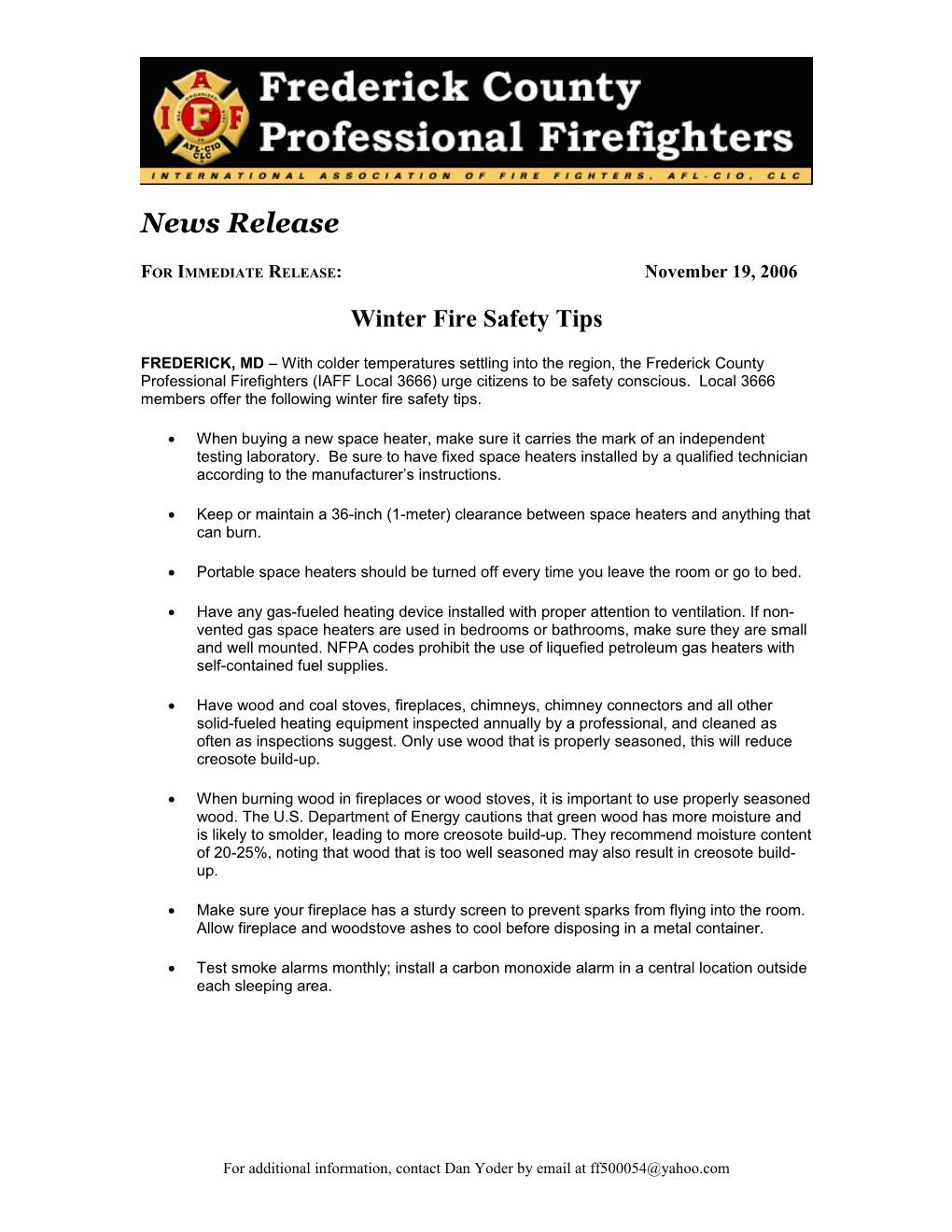 Winter Fire Safety Tips