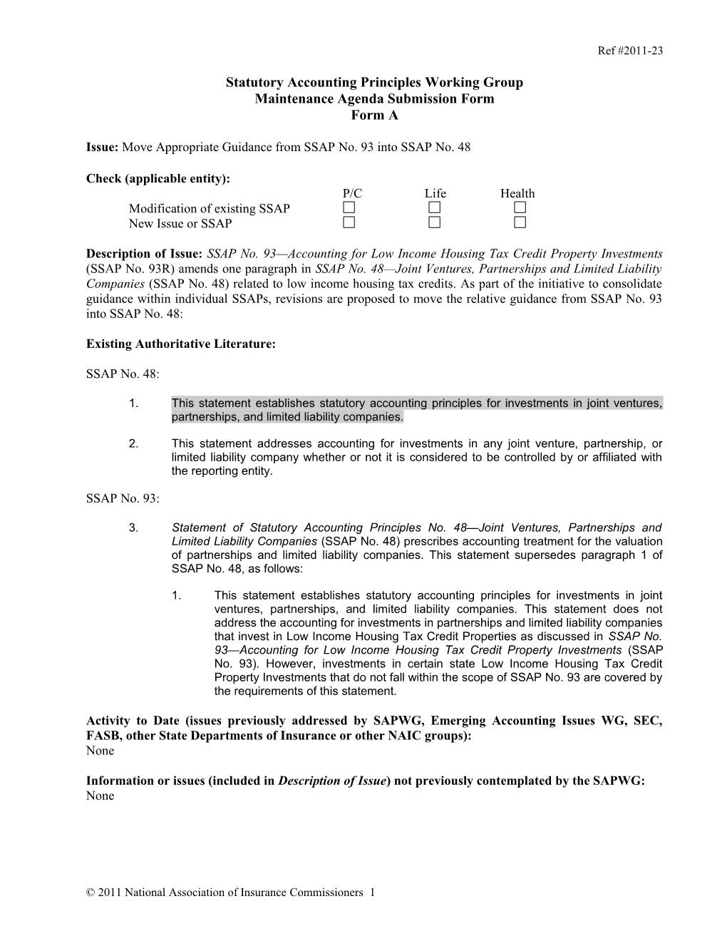 Statutory Accounting Principles Working Group s3