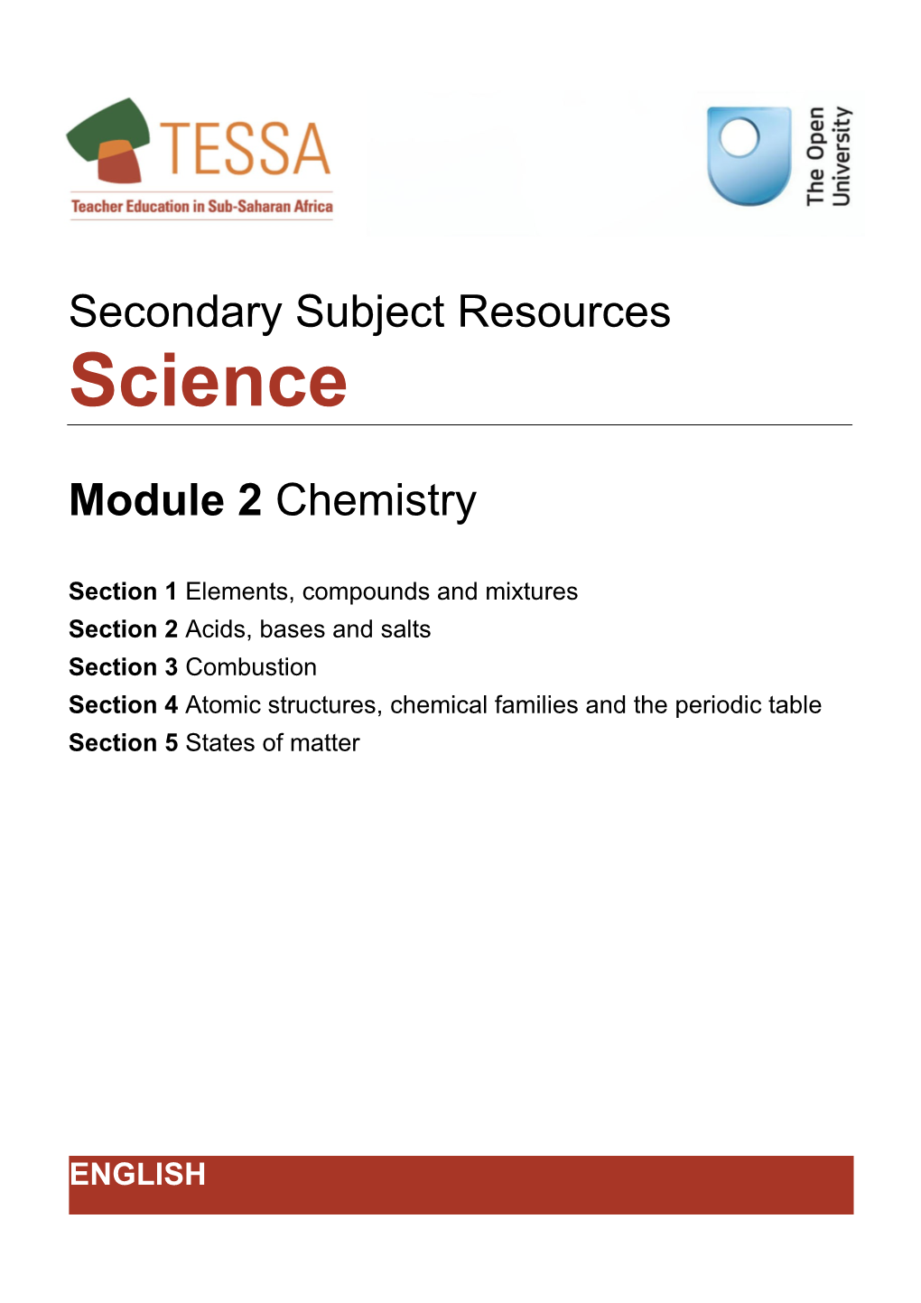 Module 2: Secondary Science - Chemistry s1
