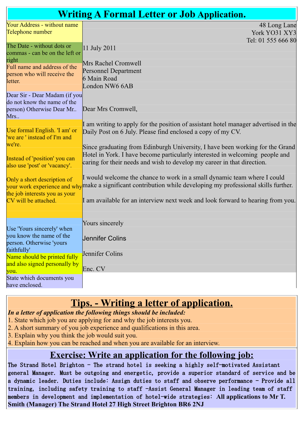 Writing a Formal Letter Or Job Application