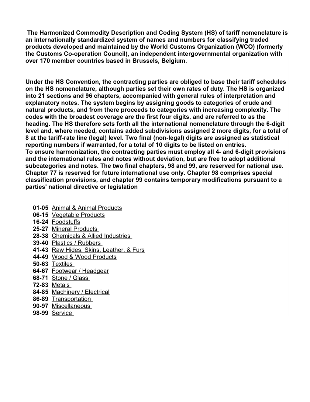 Under the HS Convention, the Contracting Parties Are Obliged to Base Their Tariff Schedules