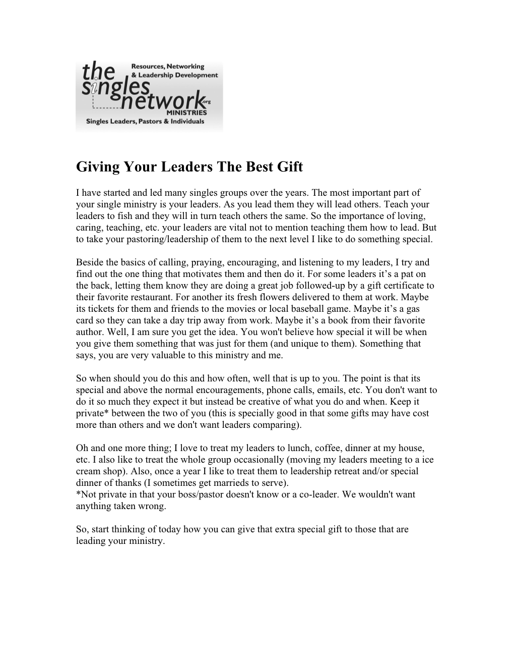 Giving Your Leaders the Best Gift