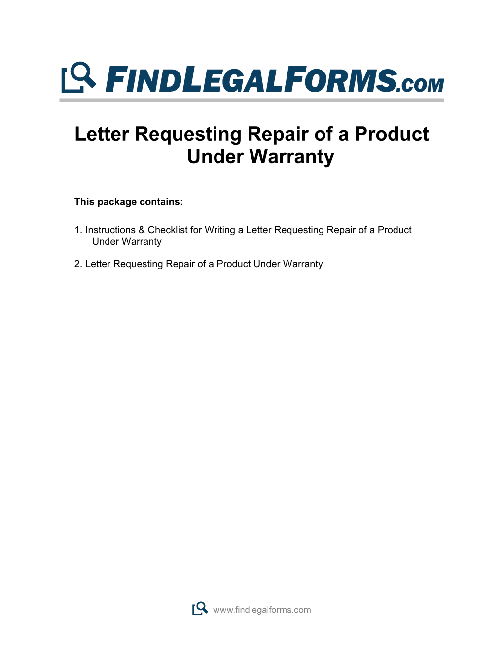 Letter Requesting Repair of a Product Under Warranty