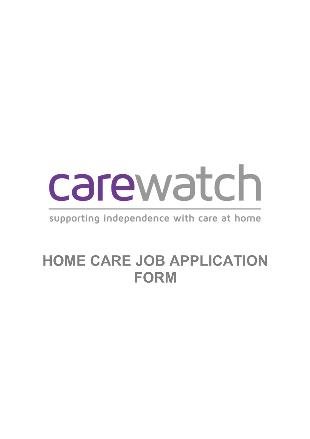 Home Care Application Form