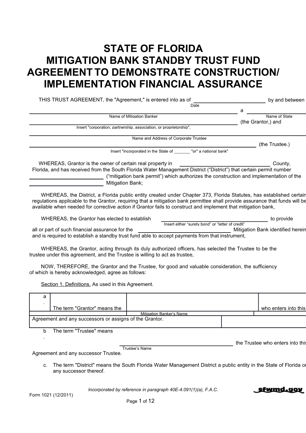 Standby Trust Fund Agreement