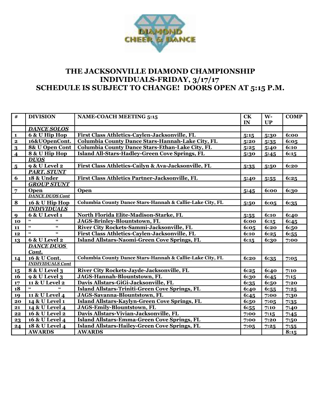The Jacksonville Diamond Championship s1