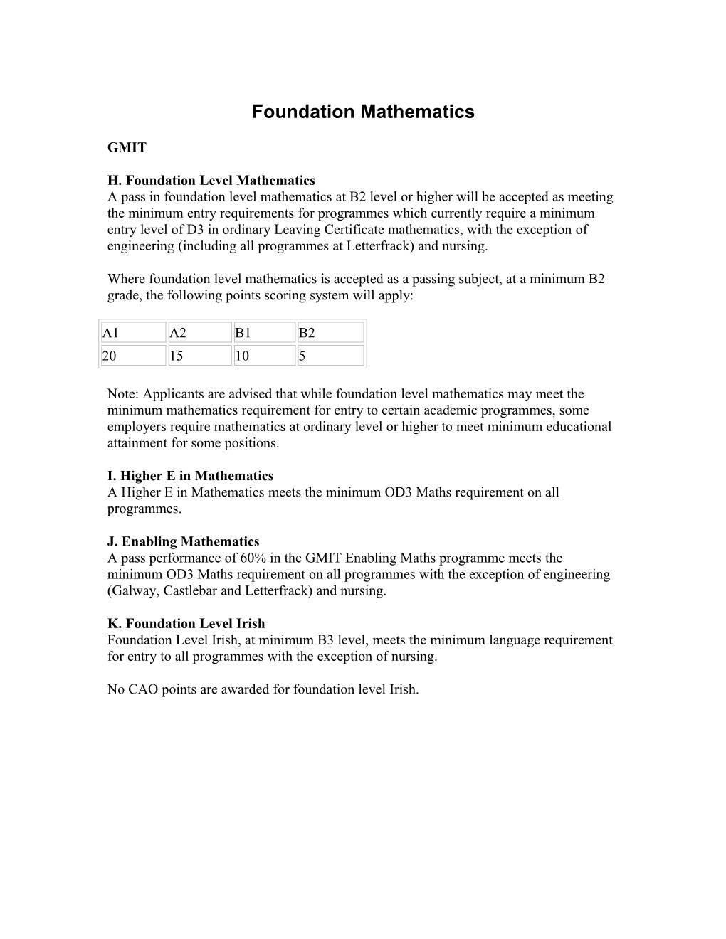 Foundation Mathematics