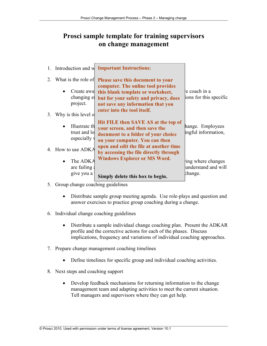 Coaching Training Template