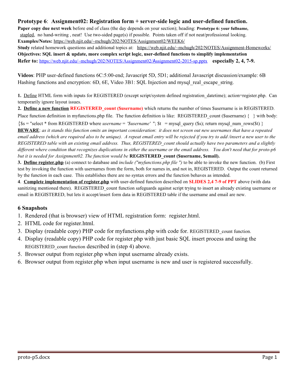 Prototype 6: Assignment02: Registration Form+ Server-Side Logic Anduser-Defined Function