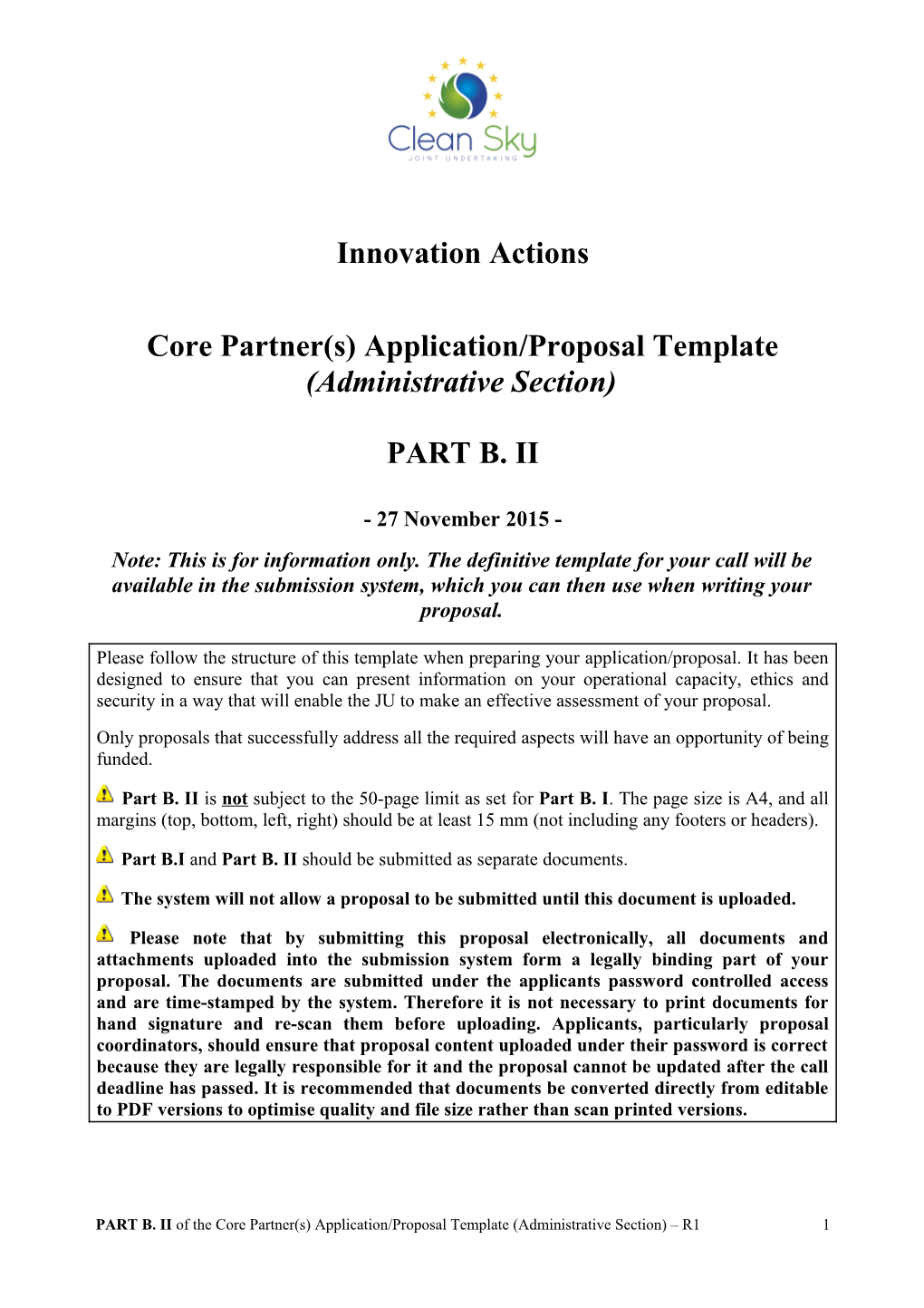 Core Partner(S) Application/Proposal Template s1